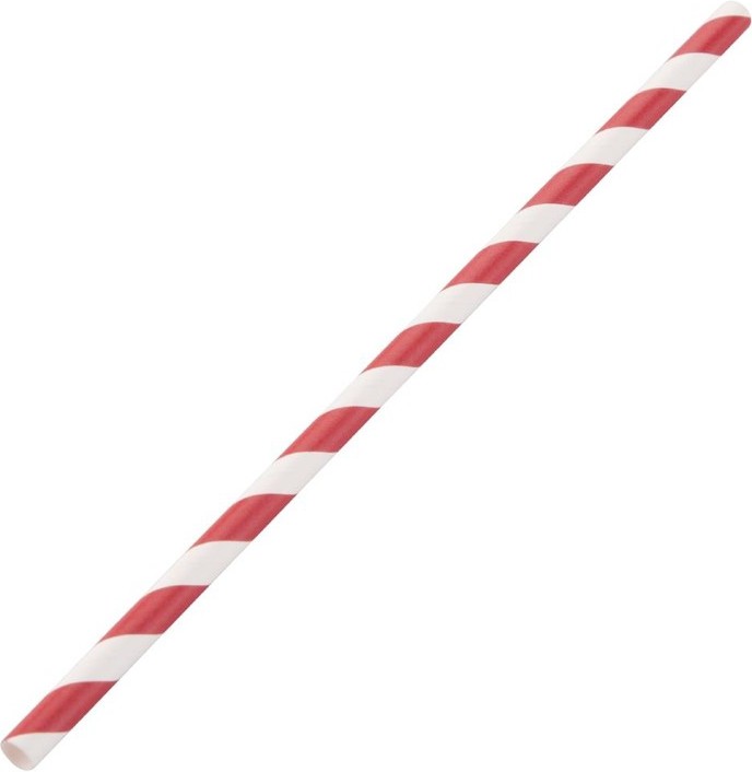  Fiesta Pailles en papier compostables Green ray&eacute;es rouge et blanc 