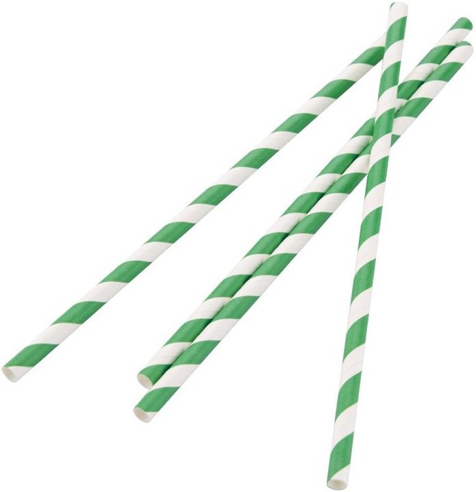  Fiesta Pailles en papier compostables Green rayées vert et blanc 