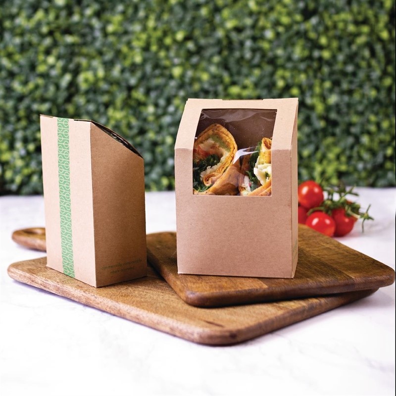  Vegware Boîtes à wrap et tortilla kraft compostables avec fenêtre PLA Vegware 