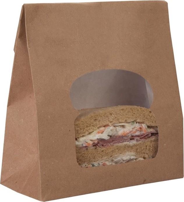  Colpac Sacs sandwich kraft recyclables noirs avec fen&ecirc;tre (lot de 250) 
