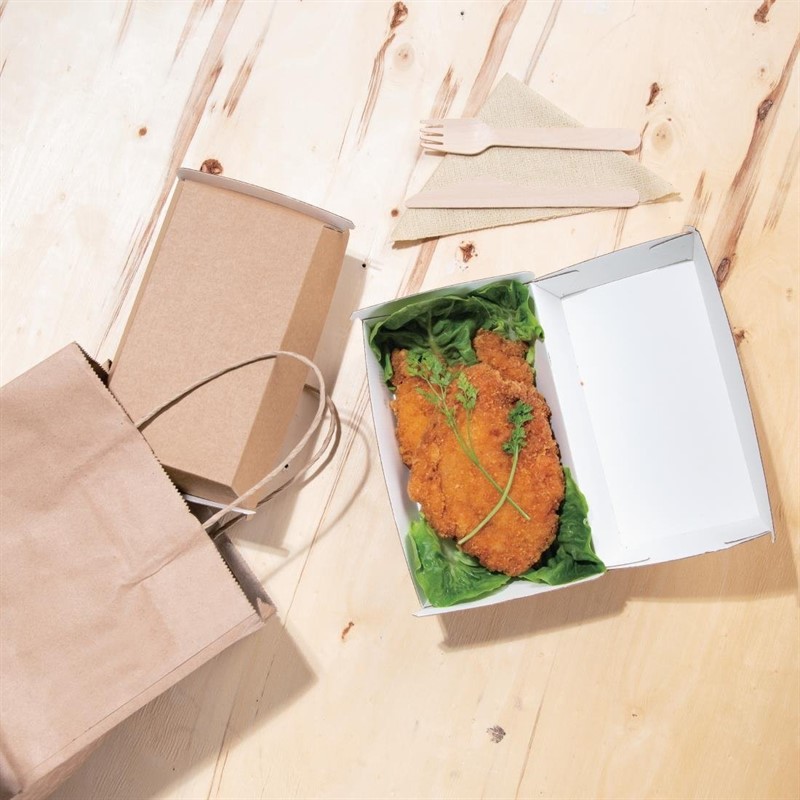  Fiesta Petites bo&icirc;tes kraft avec couvercle &agrave; charni&egrave;re compostables Green 172mm (lot de 200) 