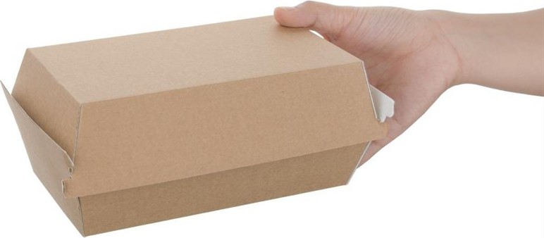  Fiesta Petites bo&icirc;tes kraft avec couvercle &agrave; charni&egrave;re compostables Green 172mm (lot de 200) 