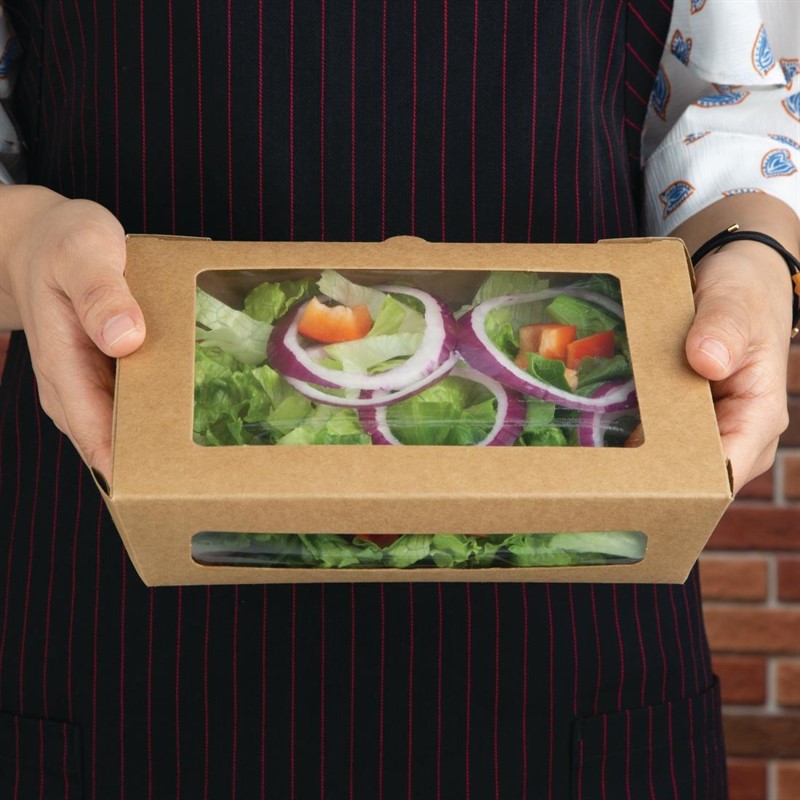  Fiesta Bo&icirc;tes salade compostables avec fen&ecirc;tre en PLA Compostable 1200ml (lot de 200) 