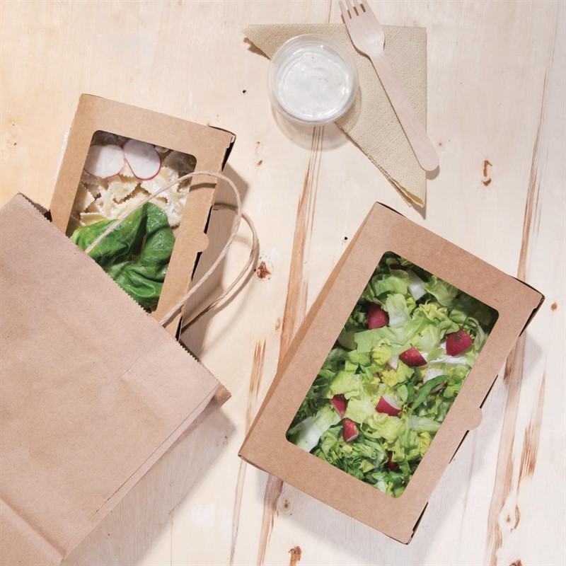  Fiesta Bo&icirc;tes salade compostables avec fen&ecirc;tre en PLA Compostable 1200ml (lot de 200) 