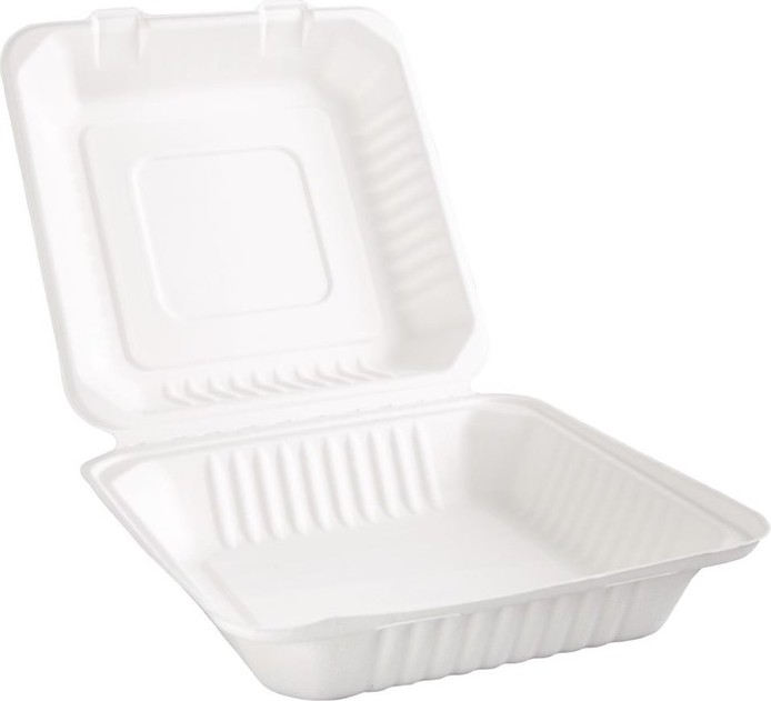  Fiesta Bo&icirc;tes avec couvercle &agrave; charni&egrave;re compostables en bagasse Green 236mm (lot de 200) 