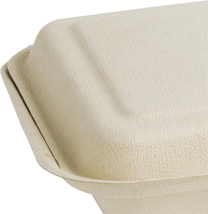  Fiesta Bo&icirc;tes 2 compartiments avec couvercle &agrave; charni&egrave;re compostables en bagasse coloris naturel Green 253mm (lot de 200) 