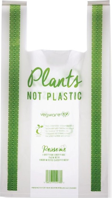  Vegware Sacs bretelles compostables en PLA taille moyenne (lot de 500) 