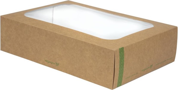  Vegware Bo&icirc;tes compostables standards avec plateau et couvercle &agrave; fen&ecirc;tre (Lot de 50) 