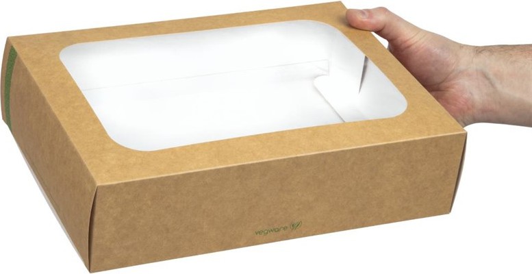  Vegware Bo&icirc;tes compostables standards avec plateau et couvercle &agrave; fen&ecirc;tre (Lot de 50) 