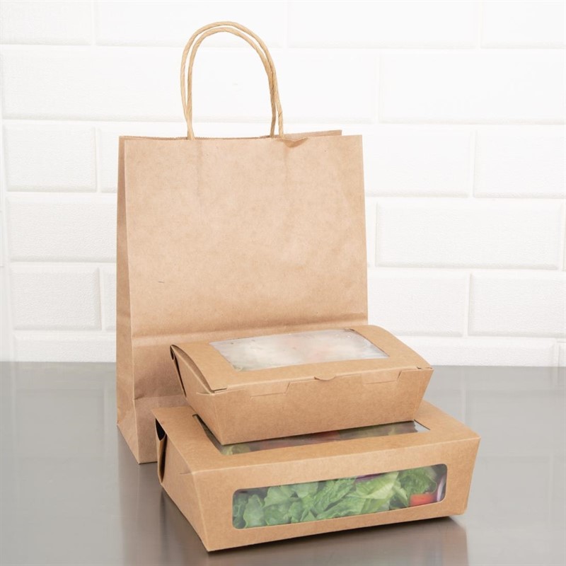  Fiesta Bo&icirc;tes salade avec fen&ecirc;tre PET Recyclable 1600ml (lot de 100) 