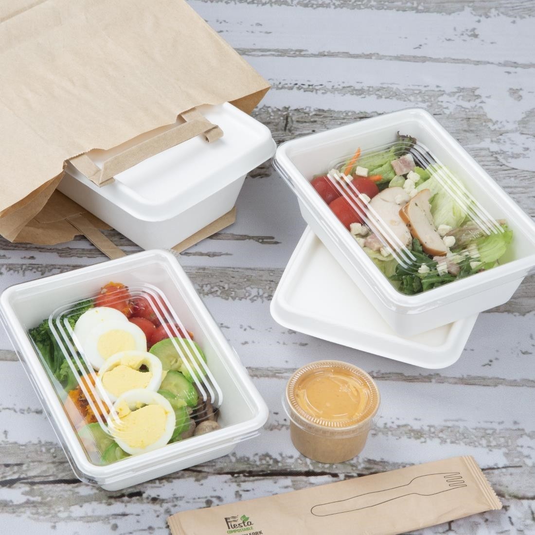  Fiesta Recyclable Couvercles PET pour barquettes en bagasse (lot de 100) 