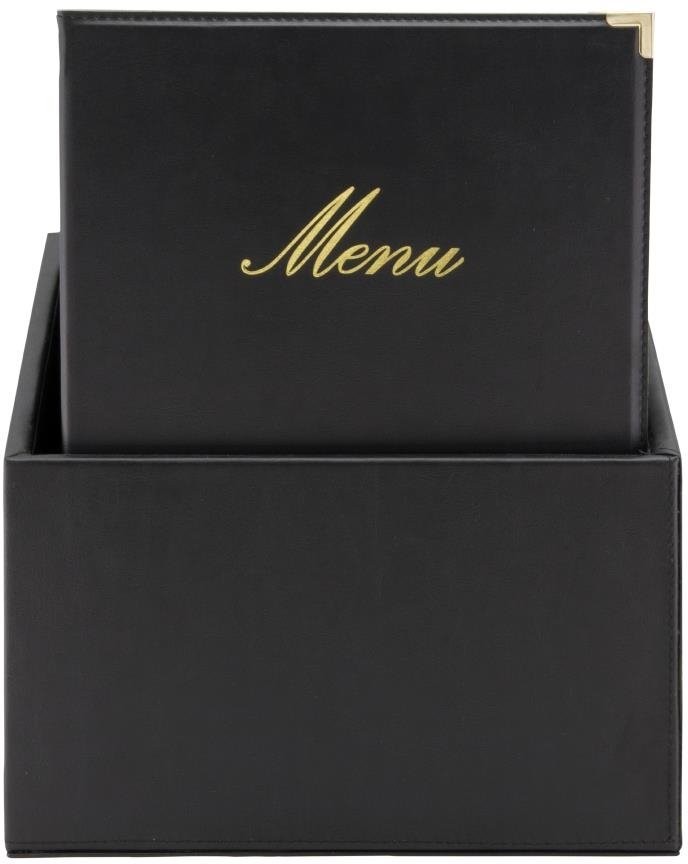  Securit Bo&icirc;te avec 20 prot&egrave;ge-menus simili cuir A4x4 Classic noirs 