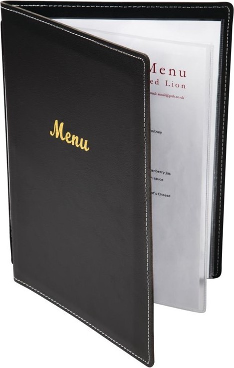  Olympia Prot&egrave;ge-menus en simili cuir A5 noir 