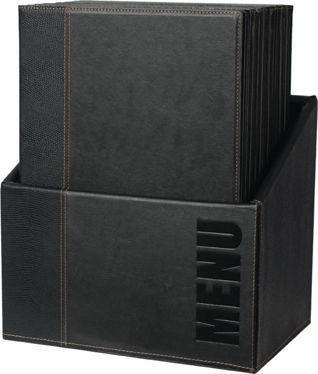  Securit Porte-menus contemporains A4 noirs avec bo&icirc;te de rangement (lot de 20) 