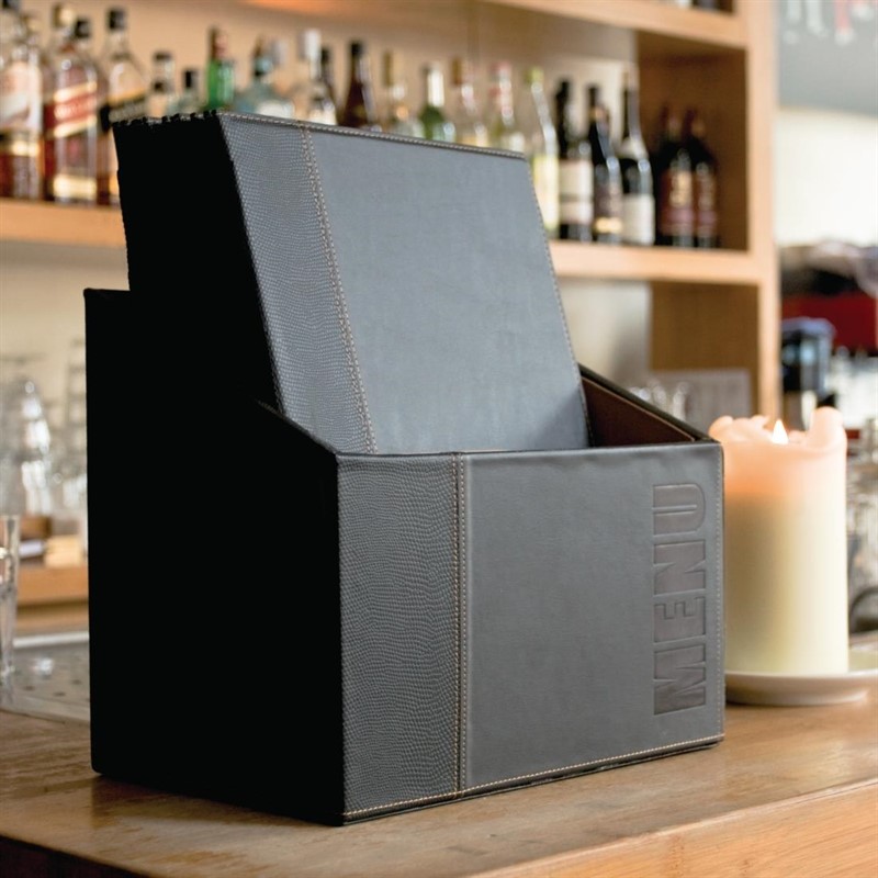  Securit Porte-menus contemporains A4 noirs avec bo&icirc;te de rangement (lot de 20) 