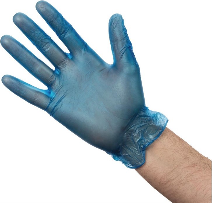  Vogue Gants alimentaires en vinyle poudr&eacute; bleus 