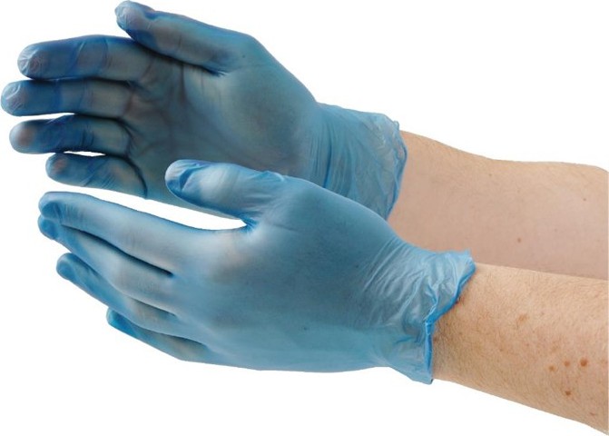  Vogue Gants alimentaires en vinyle poudr&eacute; bleus 