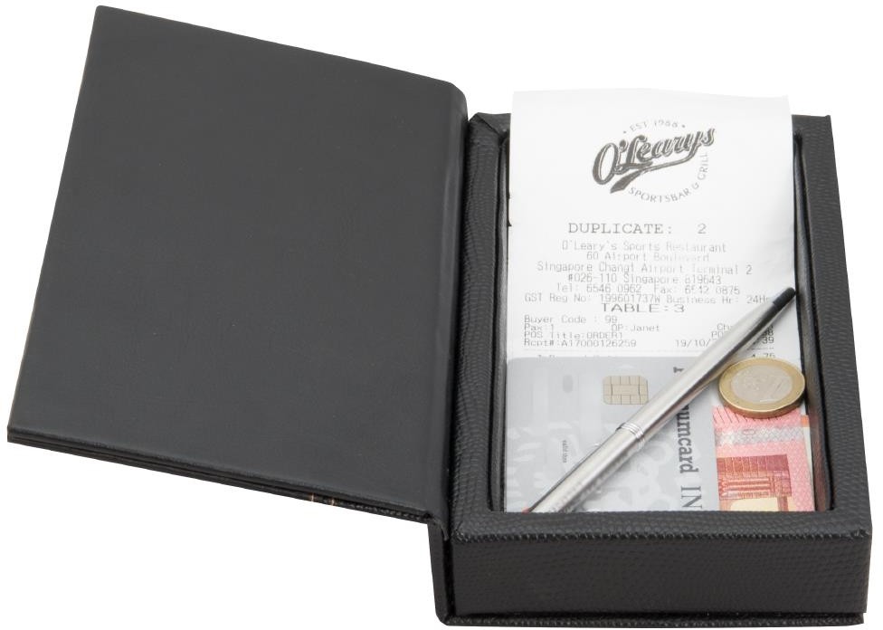  Securit Coffret porte-addition en cuir Trendy noir 