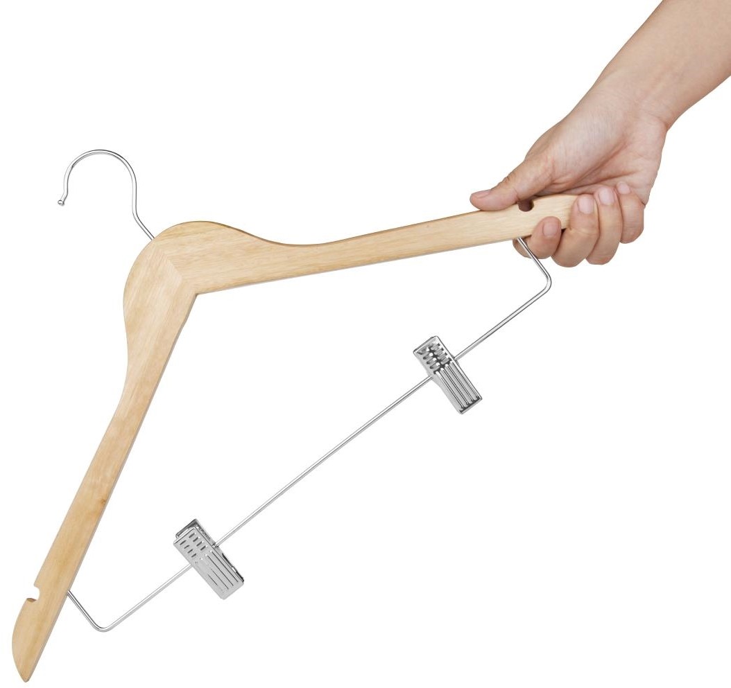  Bolero Cintres en bois avec pinces pantalon (lot de 10) 