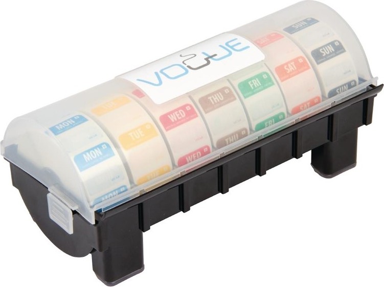  Vogue Kit &eacute;tiquettes alimentaires solubles code couleur et distributeur plastique 24mm 