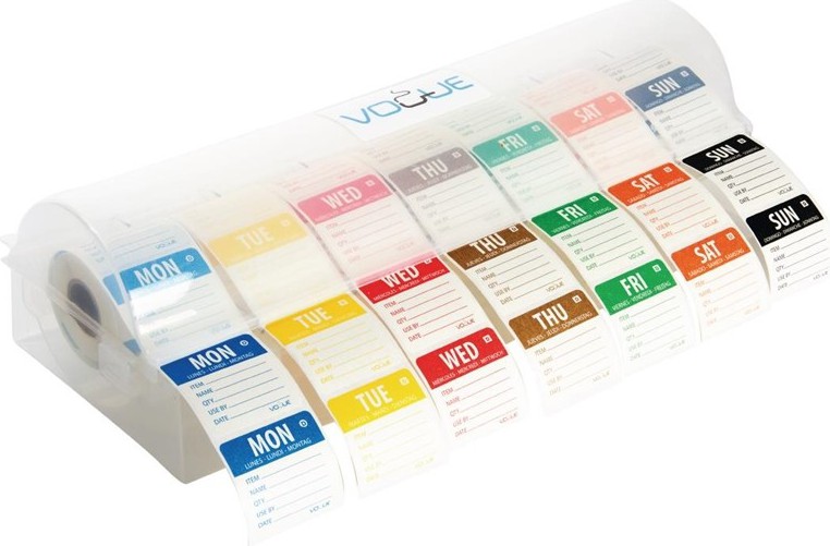  Vogue Etiquettes alimentaires solubles code couleur avec distributeur 50mm 