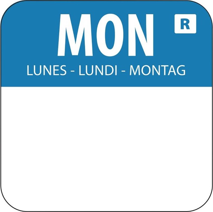  Vogue Etiquettes alimentaires code couleur bleu lundi 24mm 