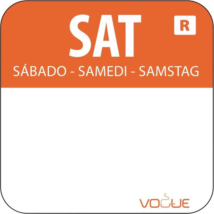  Vogue Etiquettes alimentaires code couleur orange samedi 24mm 