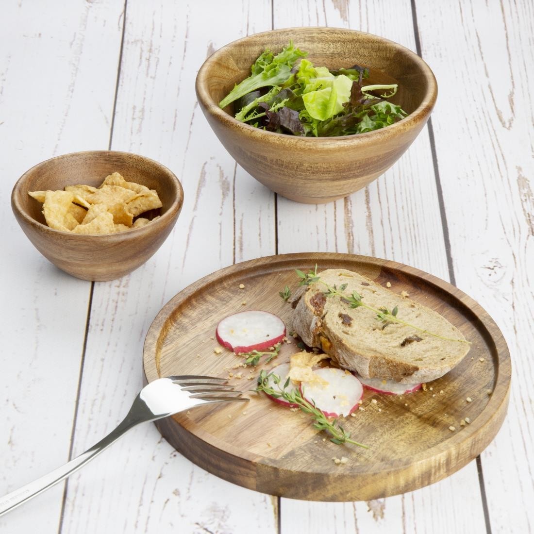  Olympia Assiette ronde en acacia 200mm 