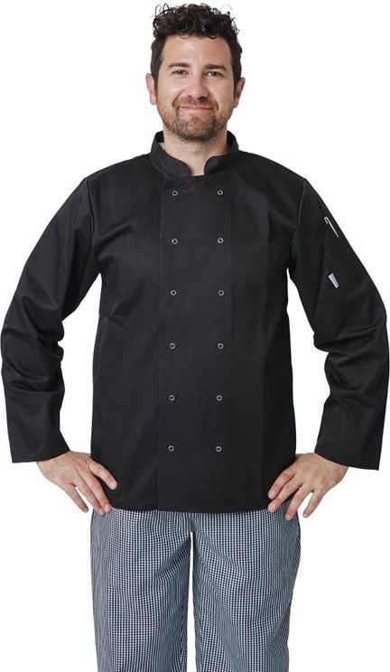  Whites Veste de cuisine mixte Vegas manches longues noire 