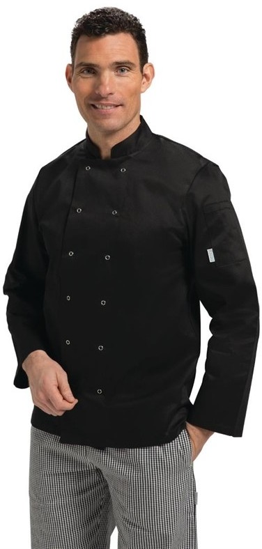  Whites Veste de cuisine mixte Vegas manches longues noire 