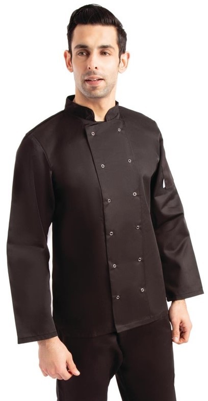  Whites Veste de cuisine mixte Vegas manches longues noire 