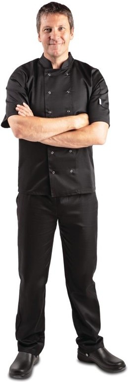  Whites Veste de cuisine mixte Vegas manches courtes noire 