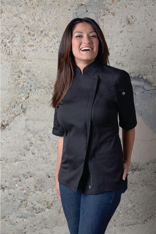  Chef Works Veste de cuisine femme zipp&eacute;e l&eacute;g&egrave;re Springfield noire 