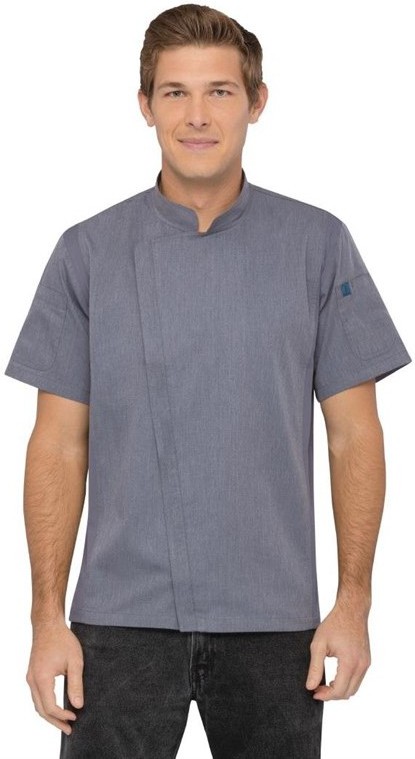  Chef Works Veste de cuisine mixte l&eacute;g&egrave;re manches courtes &agrave; fermeture &eacute;clair Springfield bleu encre 