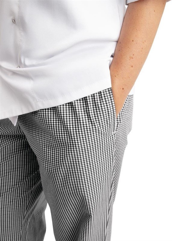  Whites Pantalon de cuisine Easyfit &agrave; petits carreaux noirs 