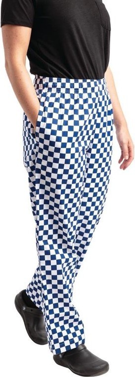  Whites Pantalon de cuisine Easyfit &agrave; carreaux blanc et bleu 