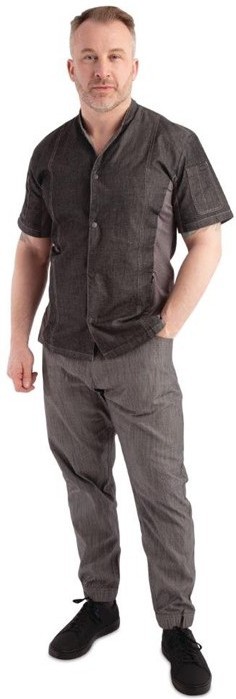  Chef Works Pantalon de cuisine Works Urban Jogger 257 &agrave; fines rayures noires et blanches 