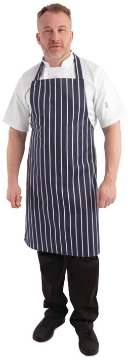  Whites Tablier bavette ray&eacute; marine et blanc 