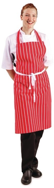  Whites Tablier bavette ray&eacute; rouge et blanc 