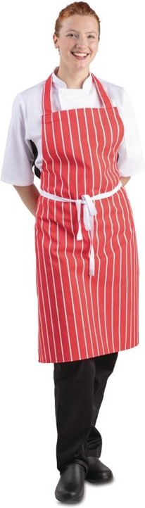 Whites Tablier bavette ray&eacute; rouge et blanc 