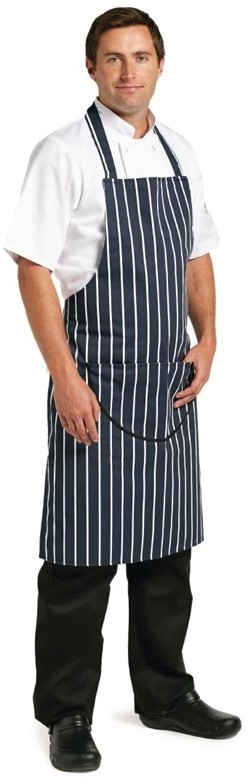 Whites Tablier bavette avec poche ray&eacute; marine et blanc 