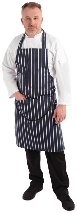  Whites Tablier bavette avec poche ray&eacute; marine et blanc 