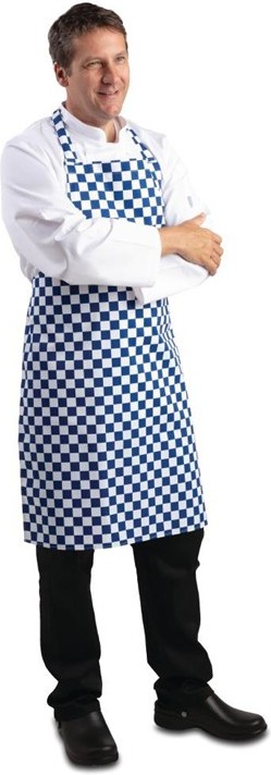  Whites Tablier bavette carreaux bleus et blancs 