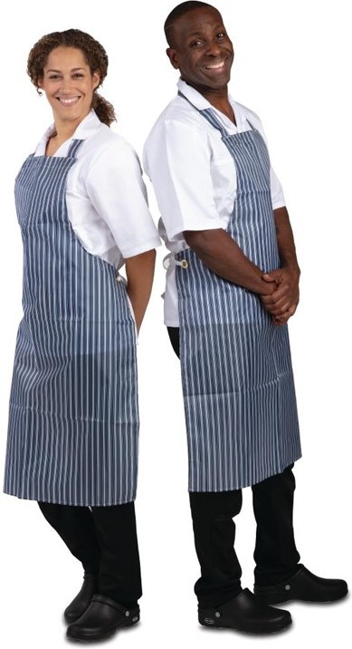  Whites Tablier bavette d&eacute;perlant bleu et blanc 