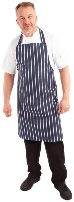  Whites Tablier bavette ray&eacute; marine et blanc XL 