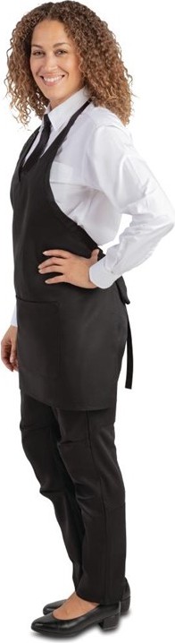  Whites Tablier serveur col en V noir 
