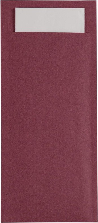  Europochette Pochettes &agrave; couverts bordeaux avec serviette blanche (lot de 500) 