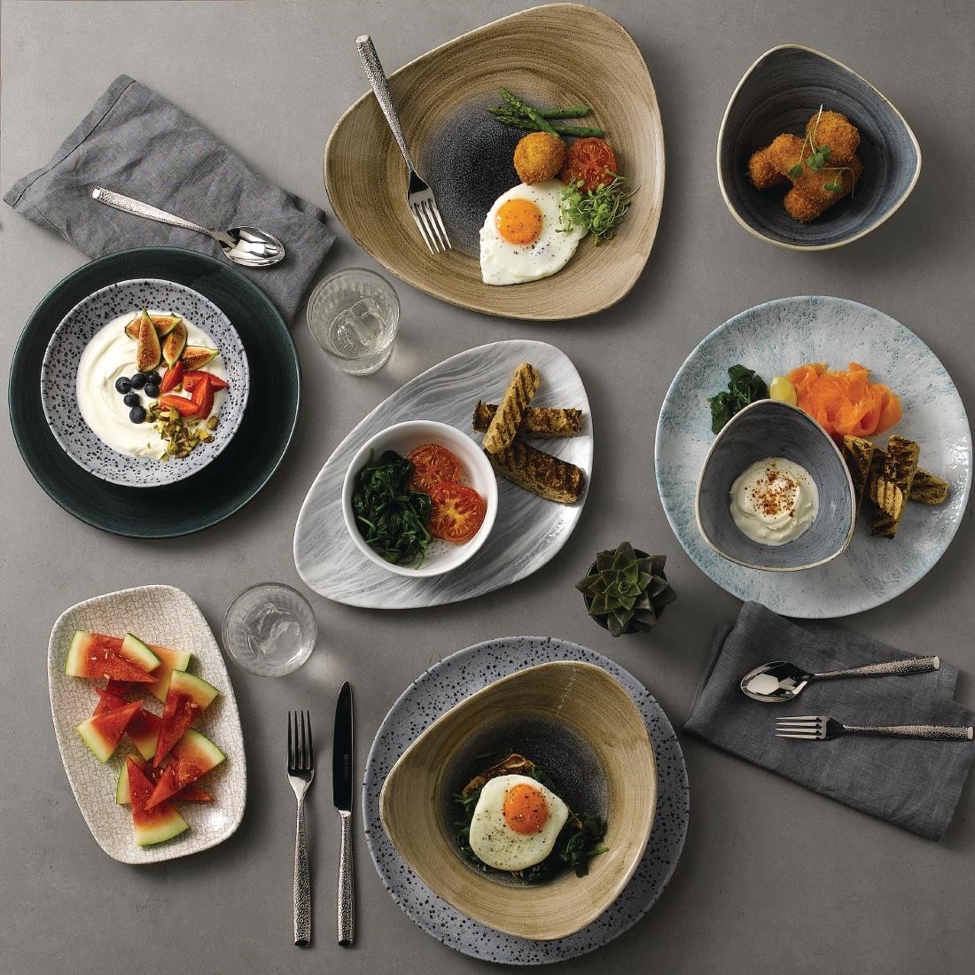  Churchill Assiettes rondes Stonecast Patina Rustic Teal 260mm (Lot de 12) 