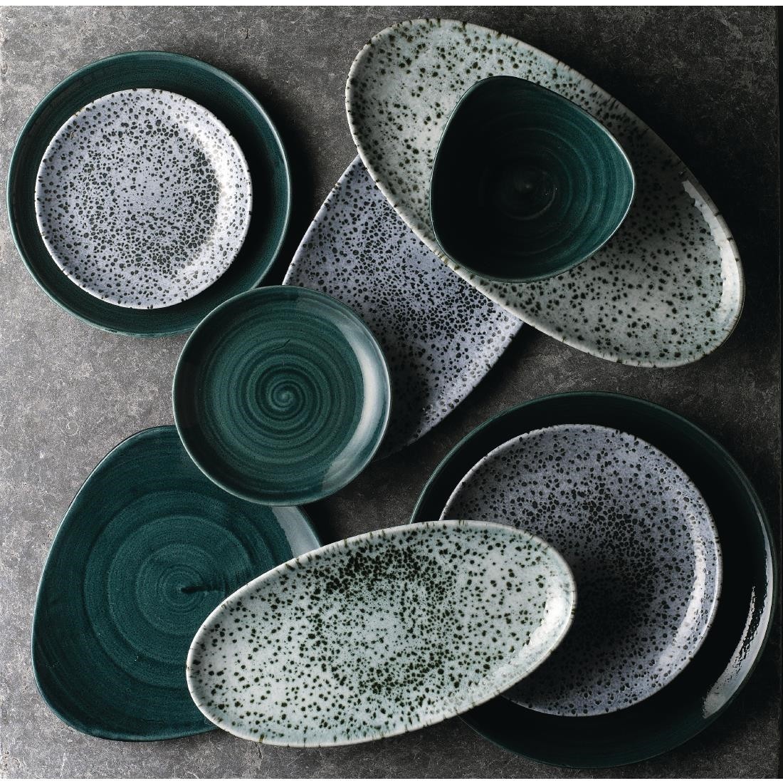  Churchill Assiettes rondes Stonecast Patina Rustic Teal 288mm (Lot de 12) 