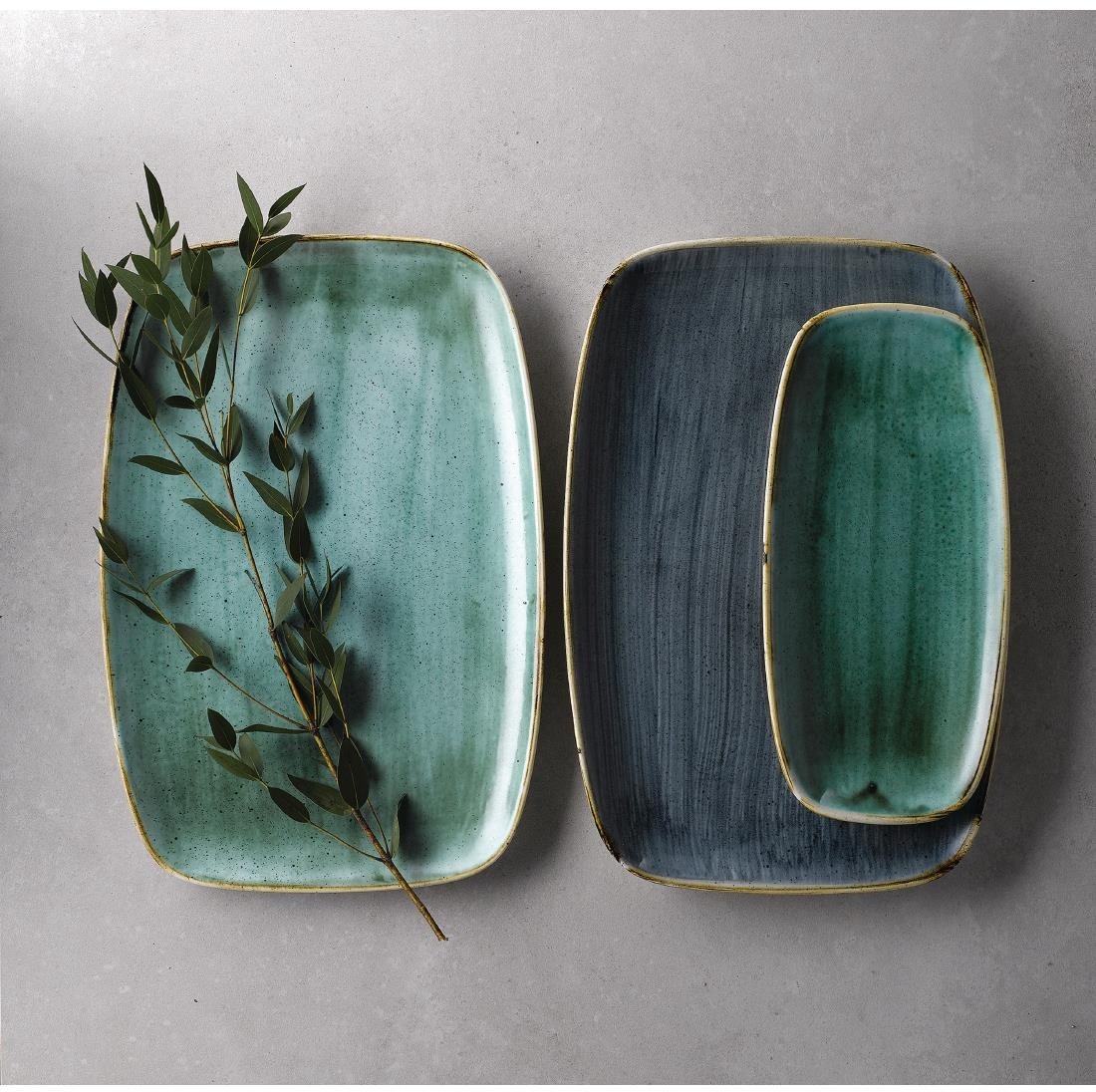  Churchill Assiettes oblongues Stonecast No.4 Samphire Green 269 x 127mm (Lot de 12) 